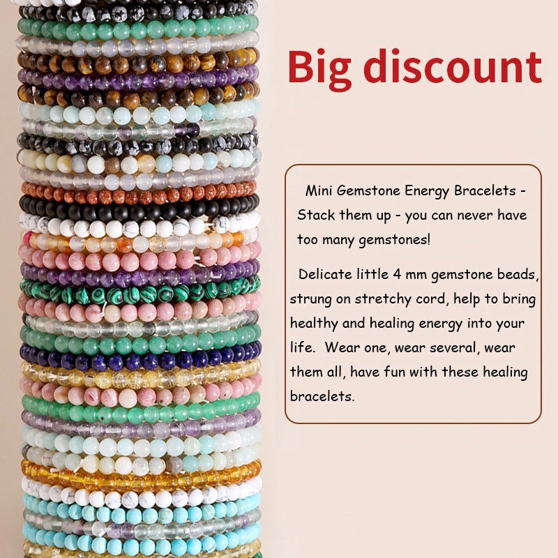 Women's Natural Stone Mini Energy Glossy Beads Bracelets