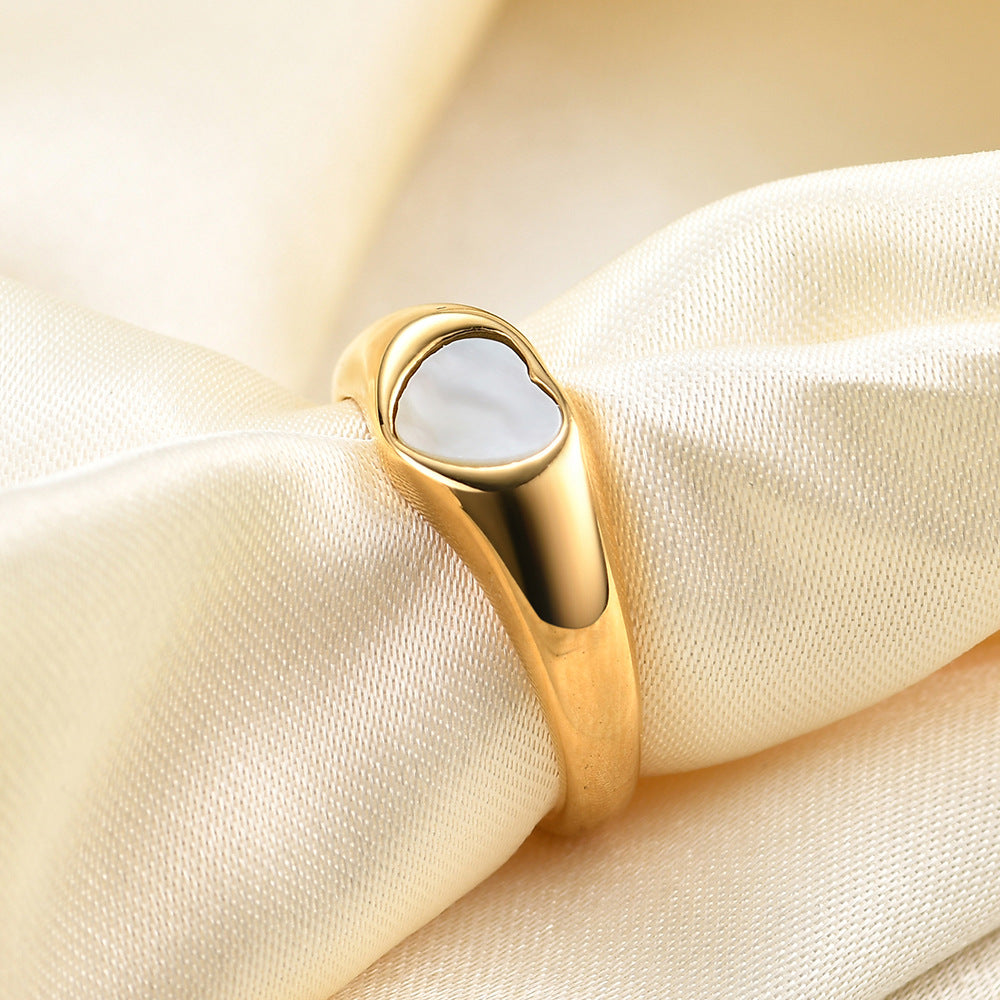 Simplicity Minimalism Shell Love Gold Stainless Rings
