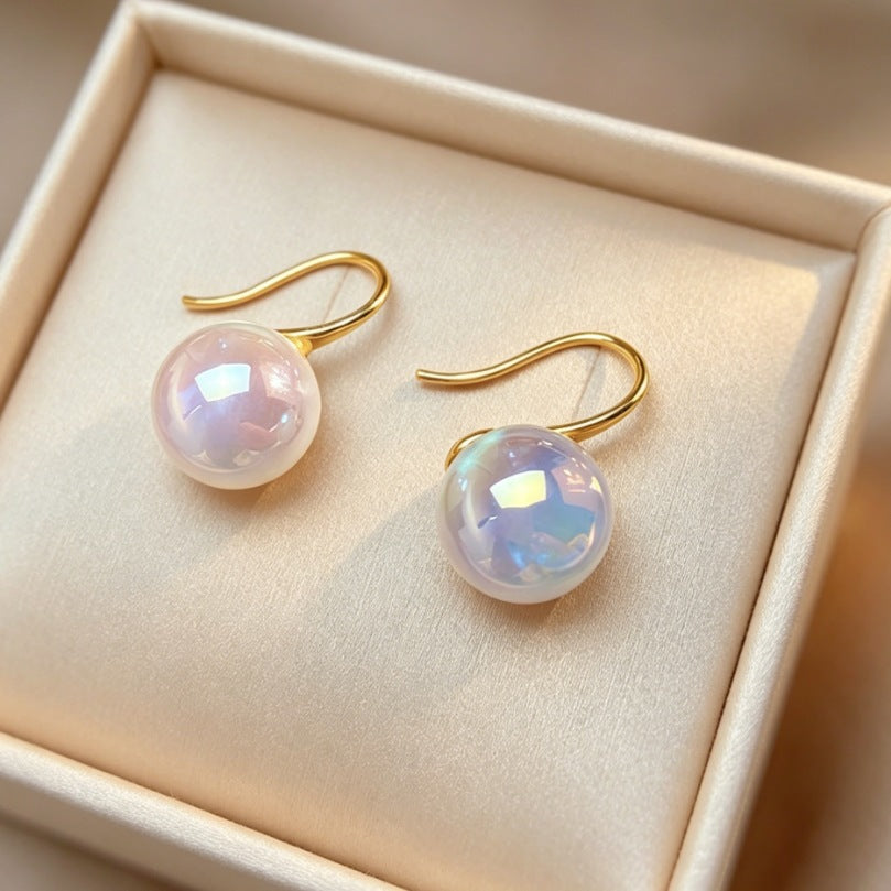 Compact Elegant Pearl Eardrops French Style Design Stud Earrings