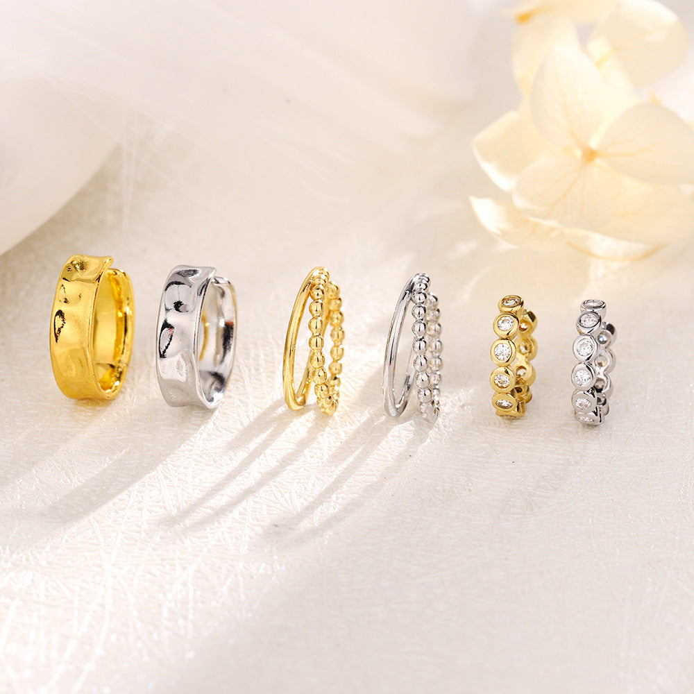 Women's Double Layer Neutral Interwoven Twist For Ear Clip