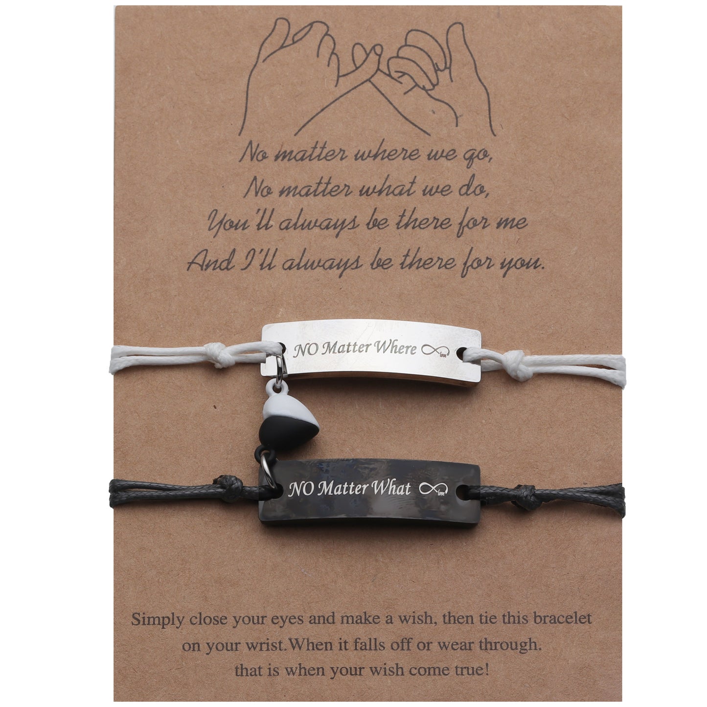 And White Wax Rope Love Magnetic Carrying Bracelets