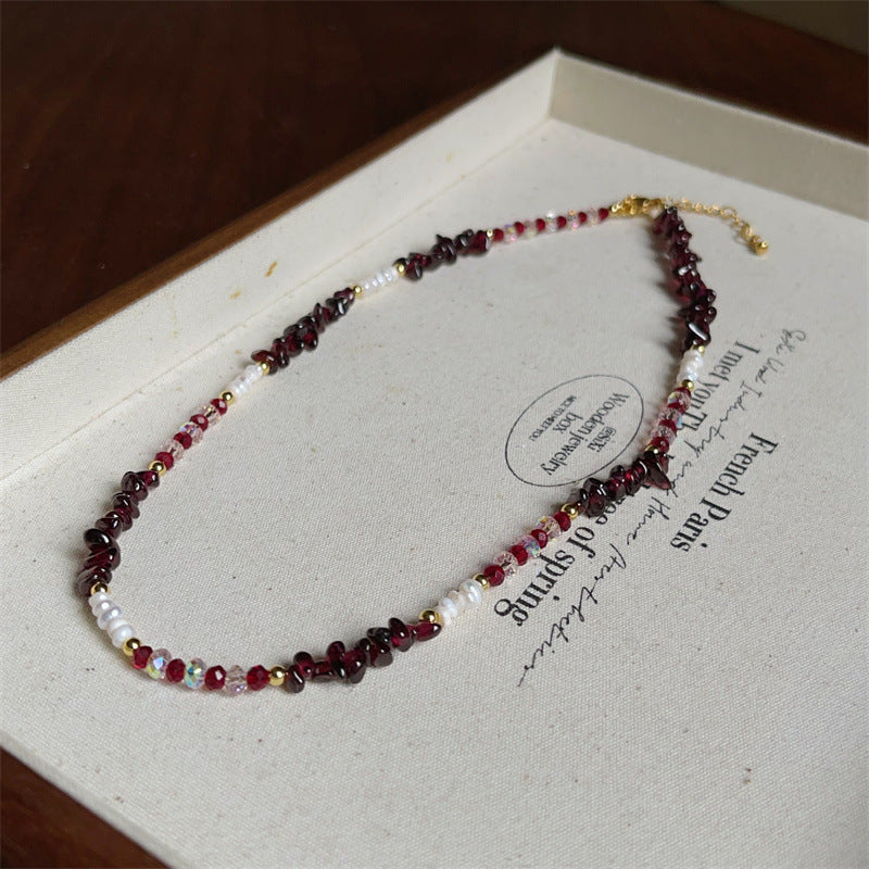 Personality Baroque Irregular Rose Stone Freshwater Pearl Female Temperament Drawable Jewelry Set