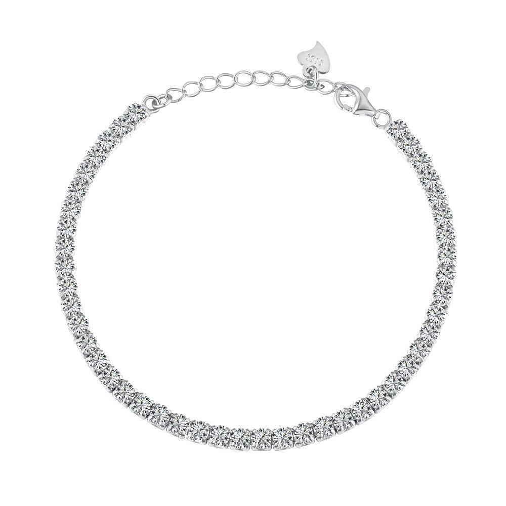 Women's Sier Single Row Rhinestone Zircon Full Bracelets