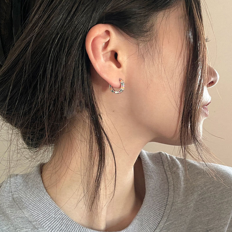 Women's Colorful Zircon For Sier Pin Ear Personalized Niche Design Earrings