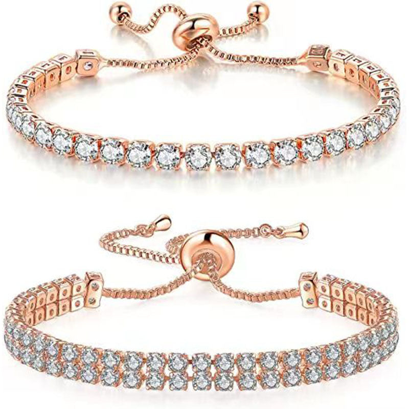 White Suit Zircon Tennis Pull Single Bracelets