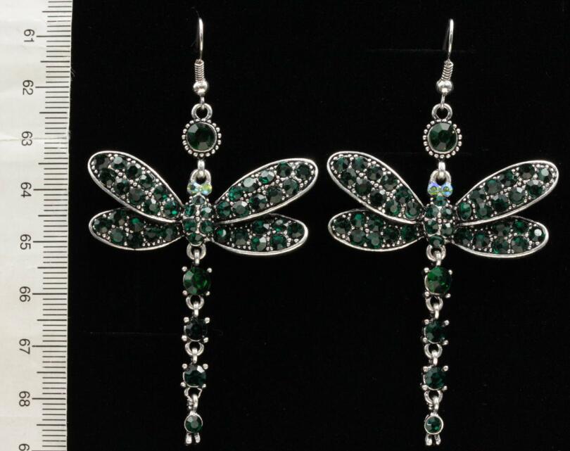 Crystal Insect Shape Vintage Ethnic Style Tassel Imitation Tibetan Sier Earrings