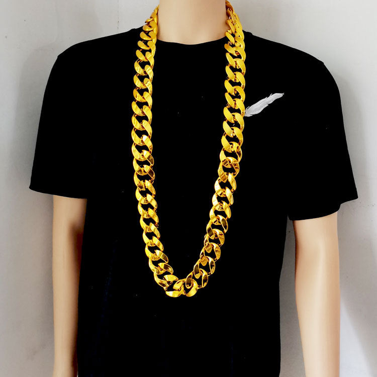 Men's Hip Hop Exaggerated Simulation Chain Plastic Gold Personalized Performance Funny Necklace