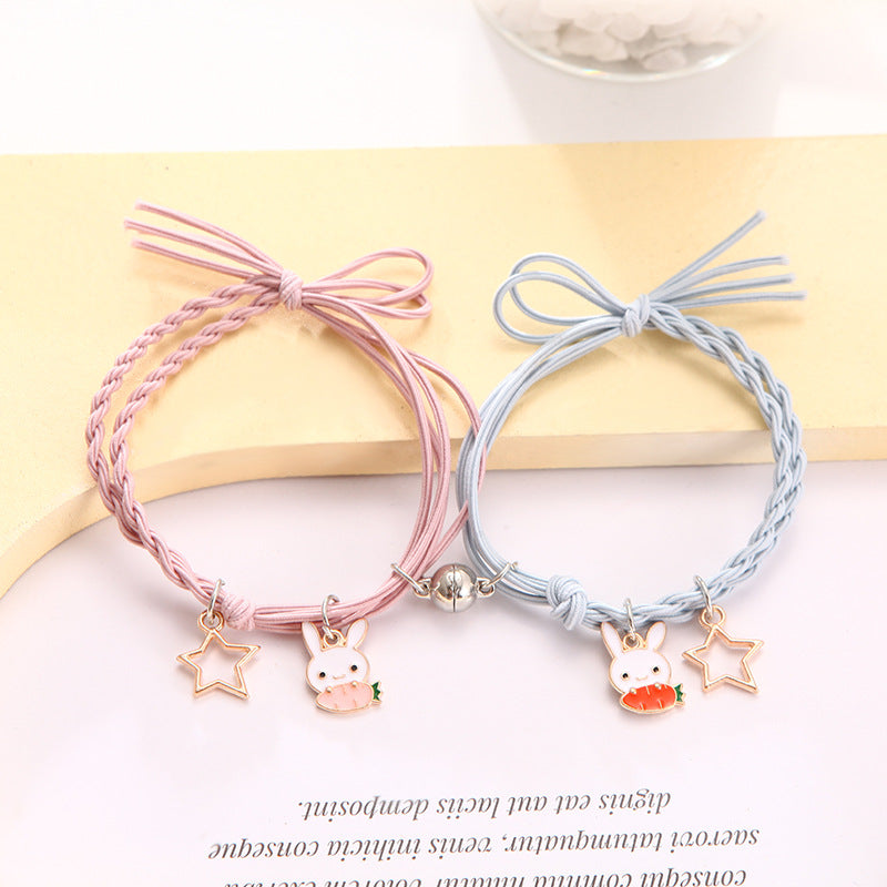 Paire de bracelets en caoutchouc pour couple féminin, pour petit ami