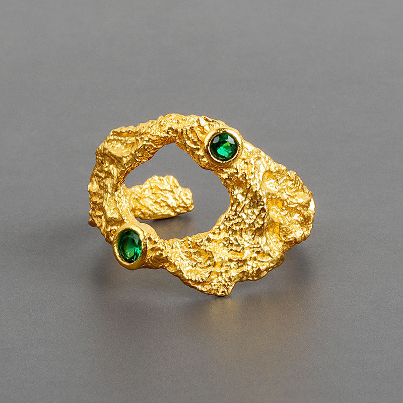 Cold Wind Irregular Texture Hollow Female Rings