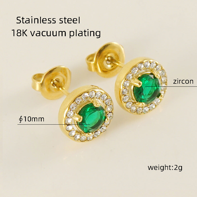 Women's Titanium Steel Zircon Stainless Square High-grade Earrings