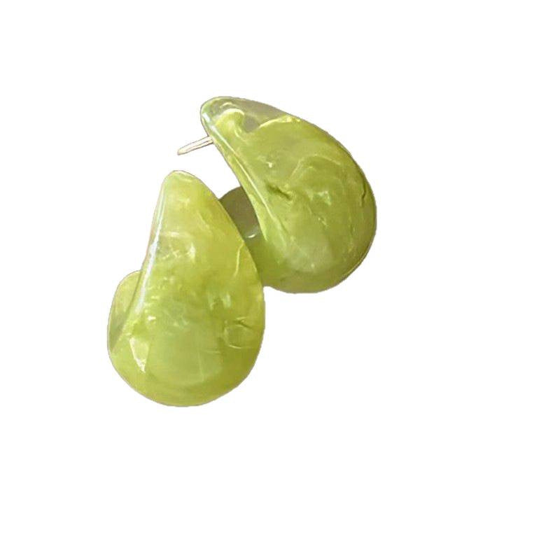 Gao Green Smudges Water Drop Design High-grade Female Earrings