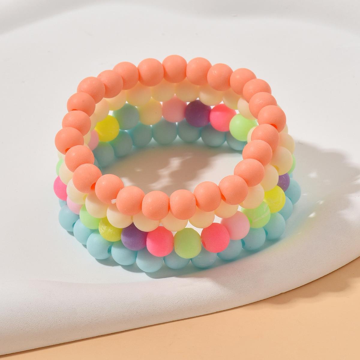 Fashion Simple Gradient Color Acrylic Beaded Bracelets