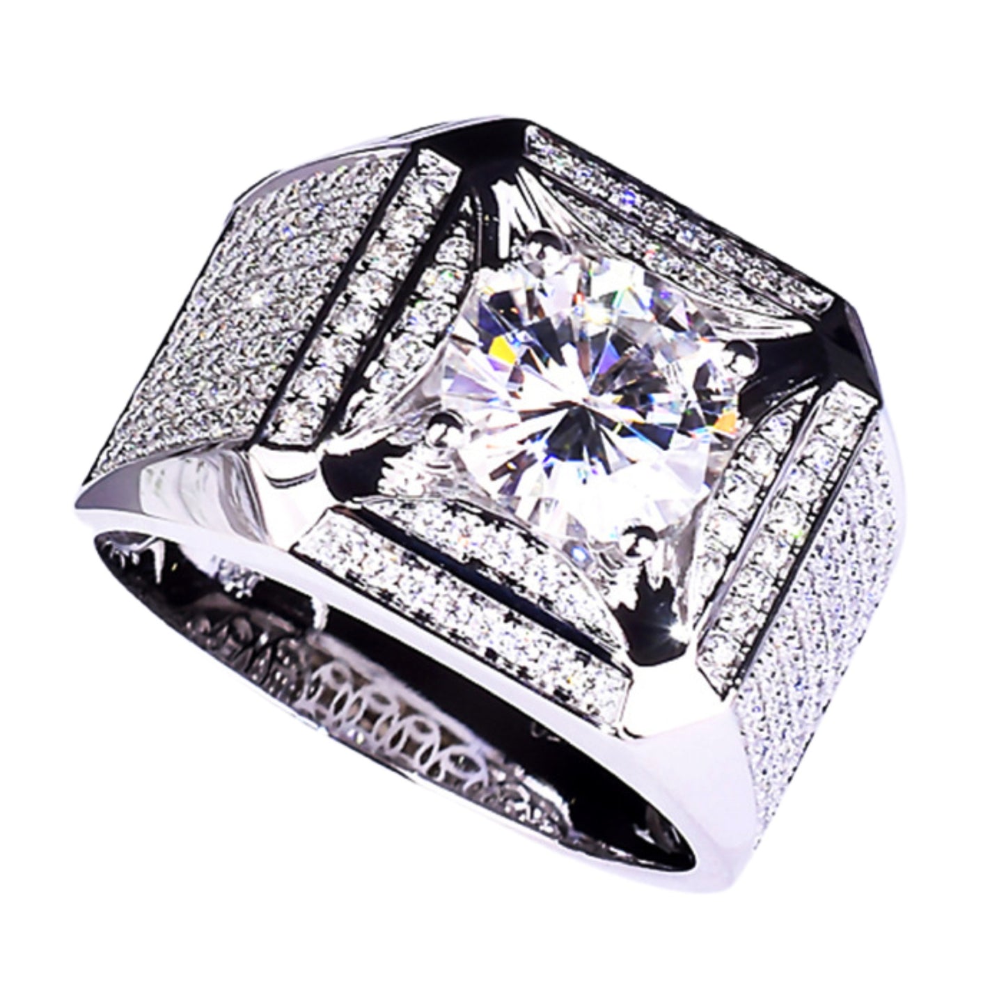 Food Luxury Full Diamond Wide Gentleman Rings