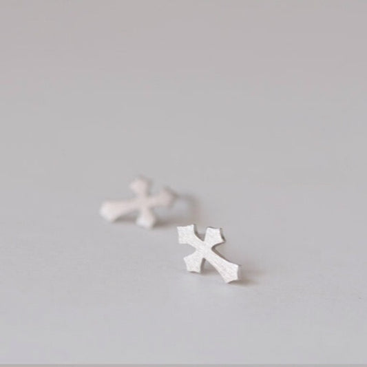 Simple Personality Sier Needle Ear Jewelry Cross Earrings