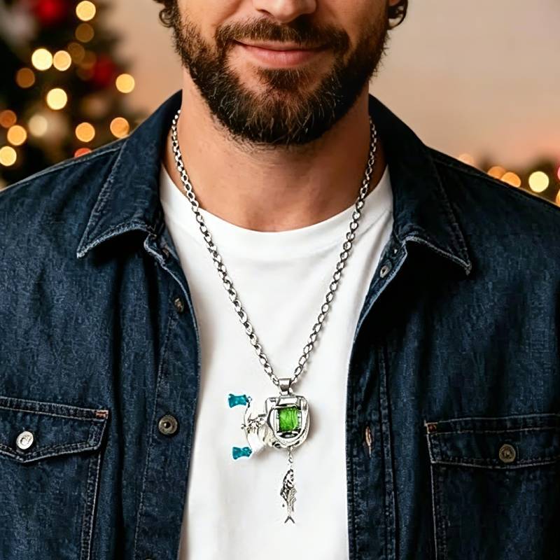 Men's Fishing Line Wheel Personalized Fashion Hip Necklace