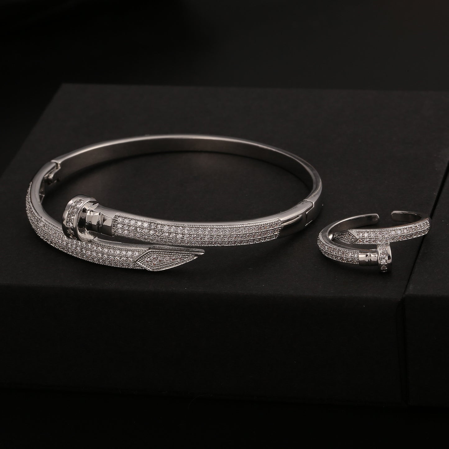 Full Diamond Light Luxury High-grade Nail Design Jewelry Set