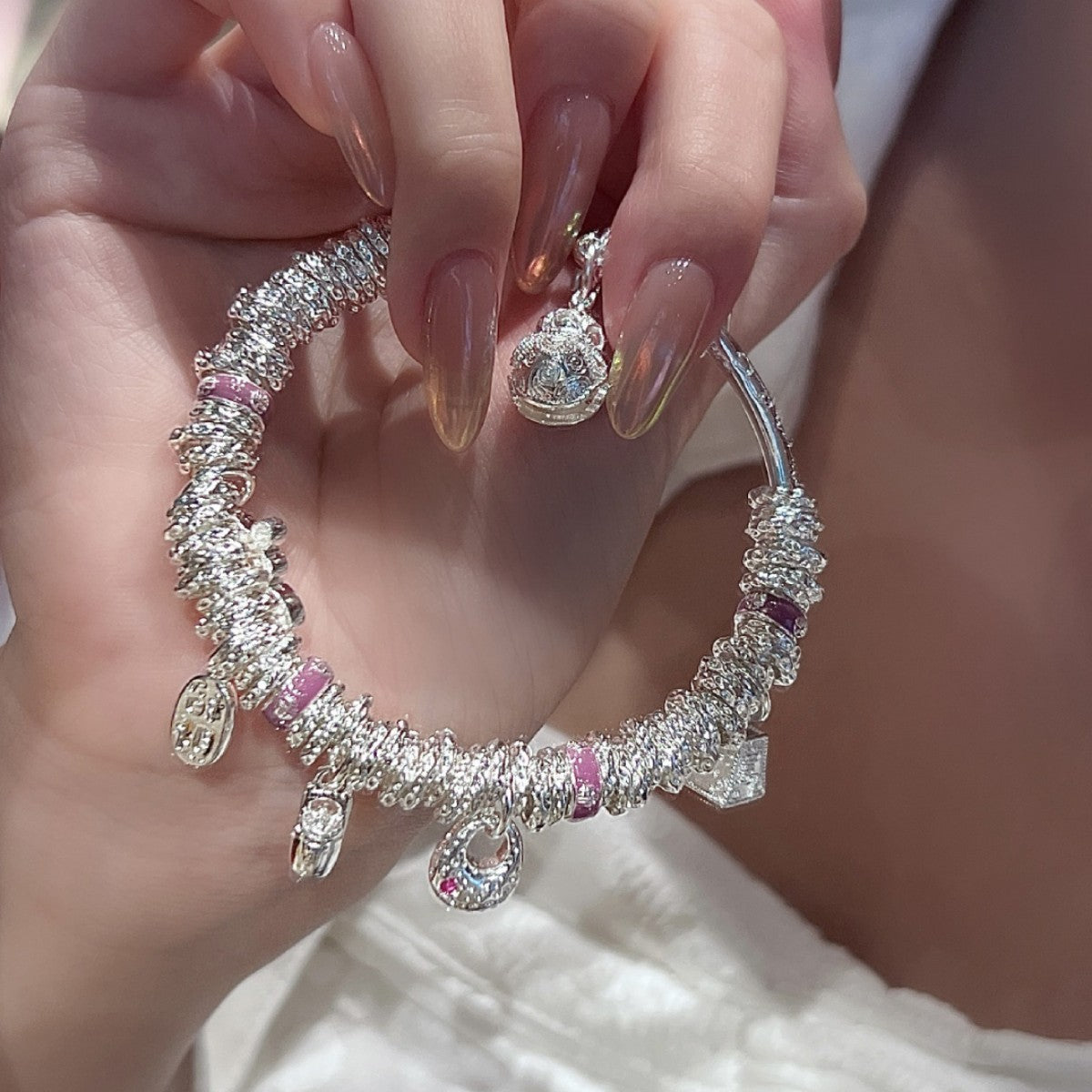 Winding Gourd Ingot High-grade Plated Sterling Sier Light Luxury Enamel Bracelets