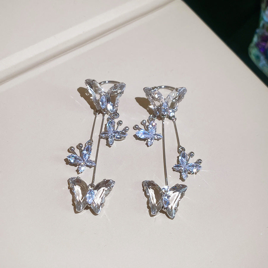 Super Fairy Zircon Butterfly Elegant Cold Feeling Light Luxury Ear Clip