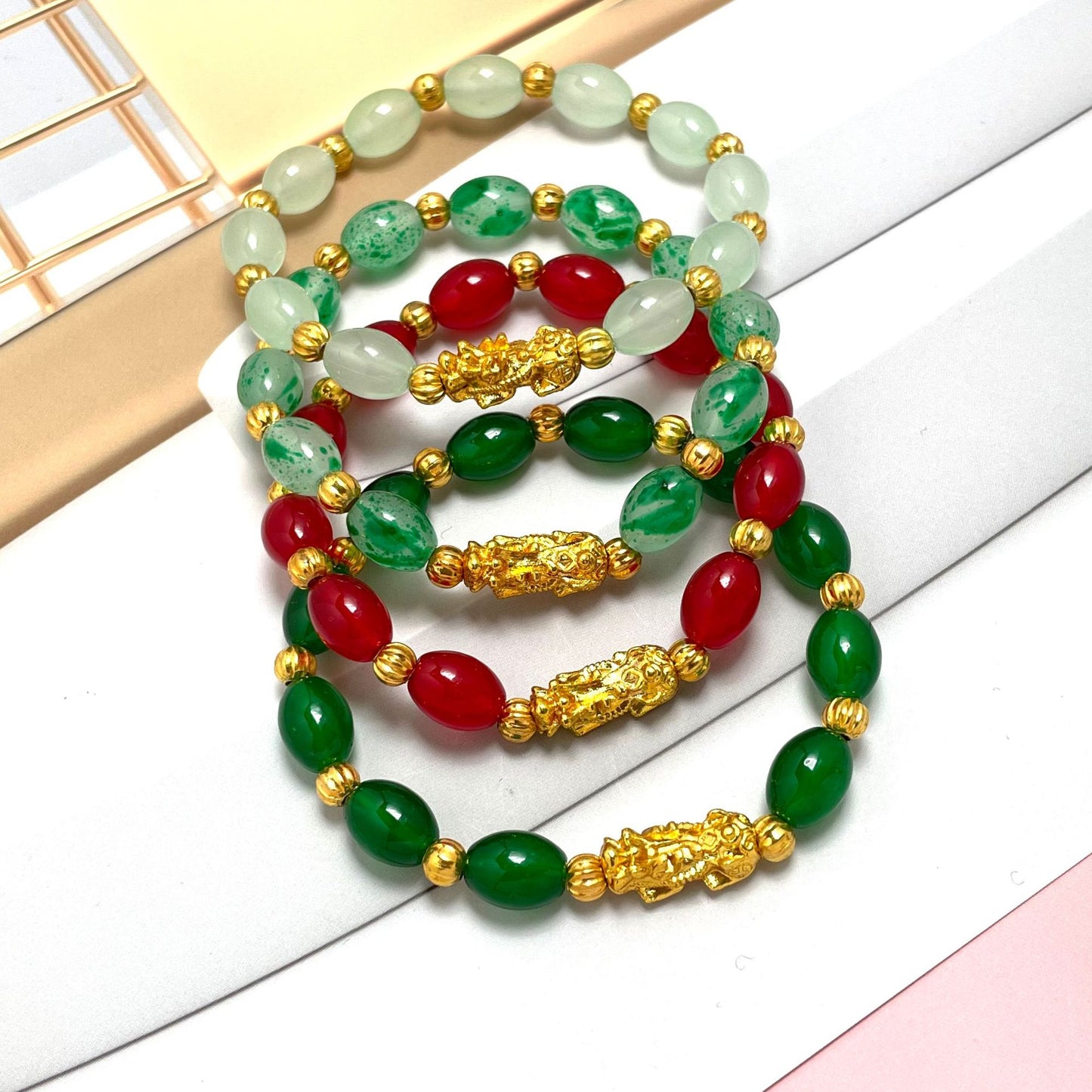 Women's Imitation Jade Agate Oval Alluvial Money Drawing Pi National Bracelet