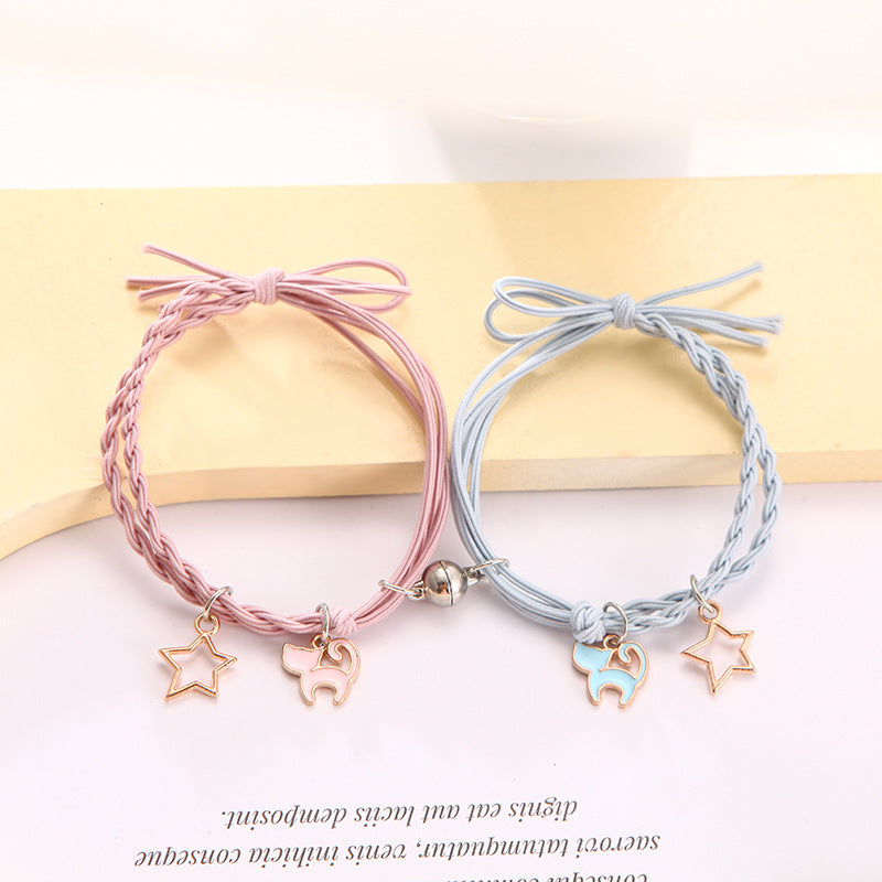 Paire de bracelets en caoutchouc pour couple féminin, pour petit ami