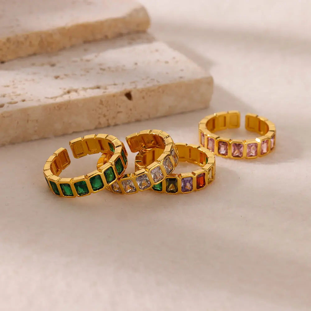 Women's Geometric Color Zircon Gold Personalized Simple Ring