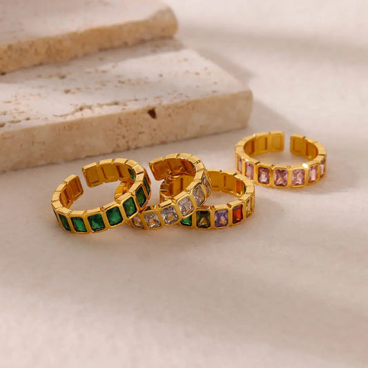 Women's Geometric Color Zircon Gold Personalized Simple Ring