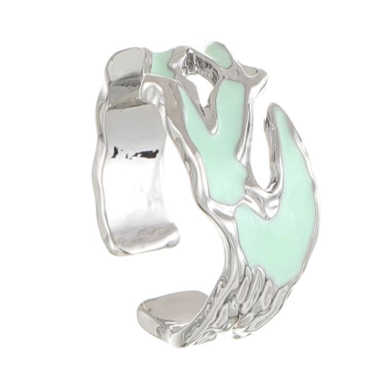 Design National Fashion Mint Green Open Drip Rings