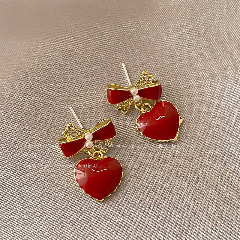 Women's Retro Wine Red For Design Simple Earrings