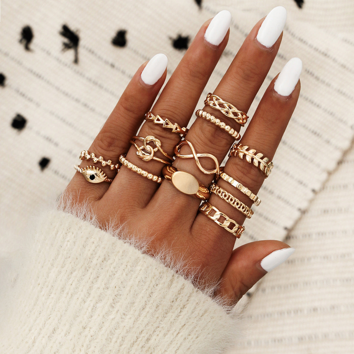 Combination Set Exaggerated Personalized Punk Piece Snake Rings