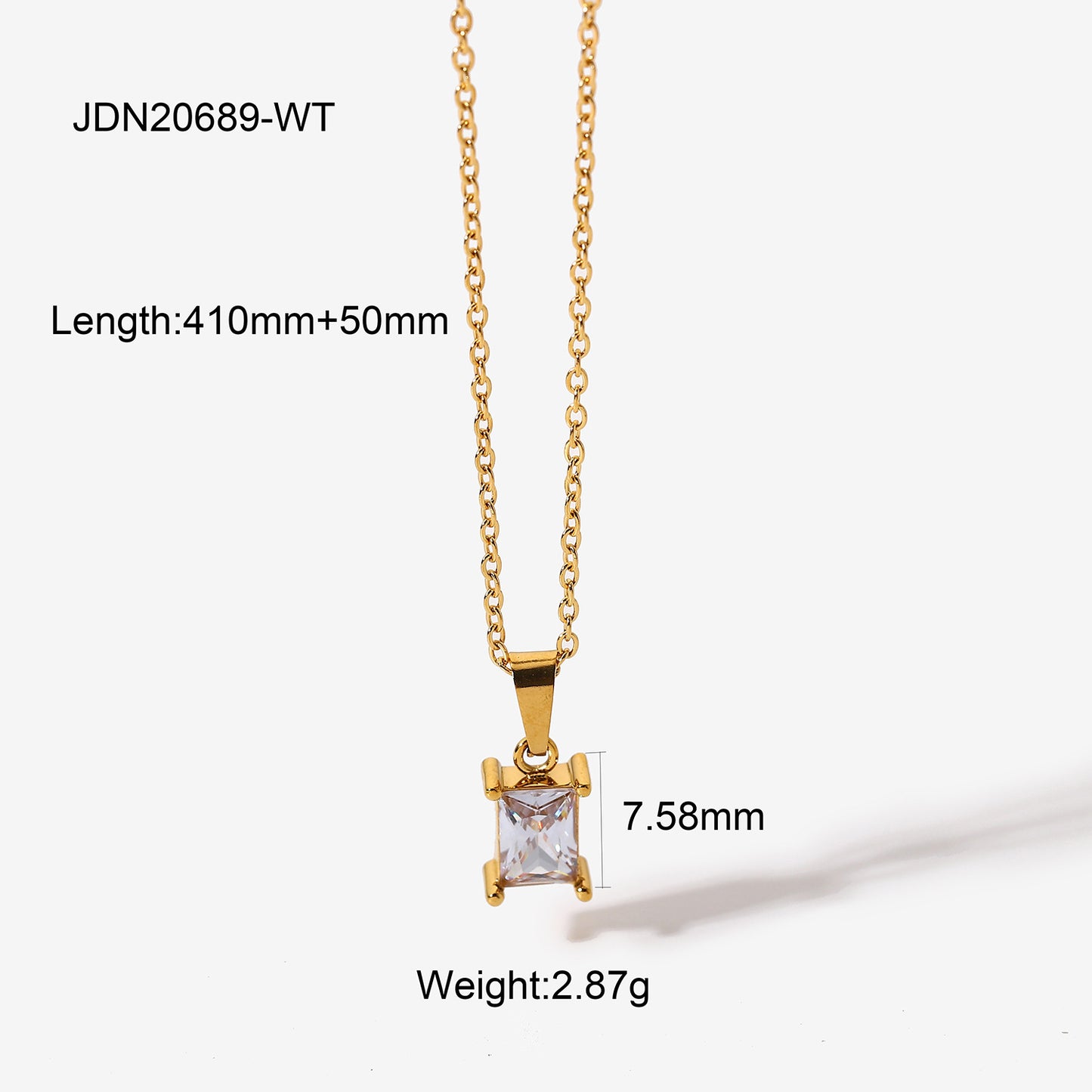 Fashion Beautiful Square Zircon Pendant Stainless Steel Necklaces