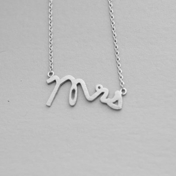 Women's Cursive English Letters Titanium Steel Symbol Clavicle Necklaces
