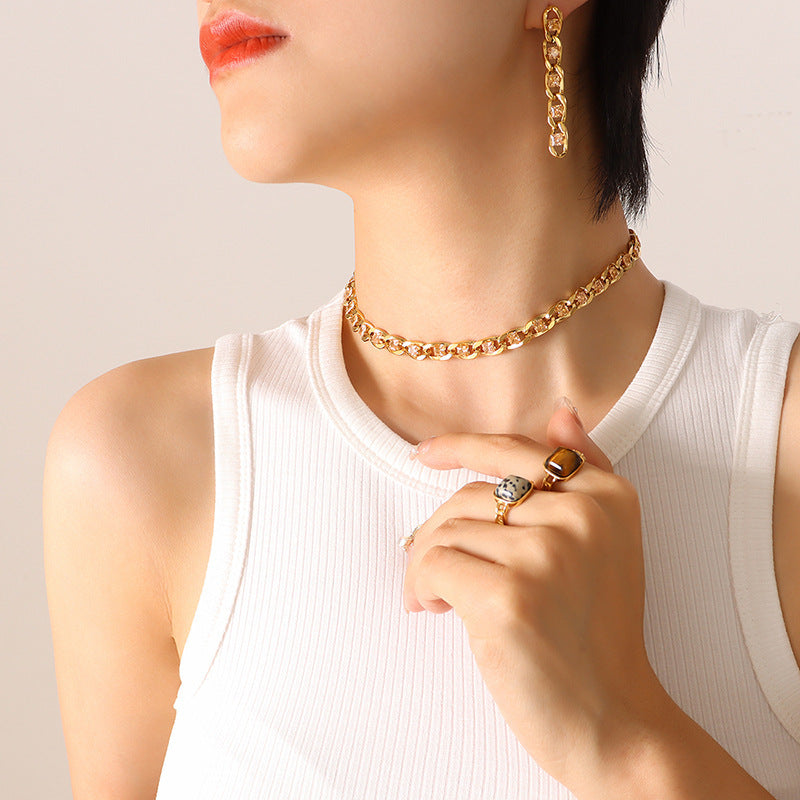 Colorful Zircon Diamond Light Luxury Delicate Jewelry Set