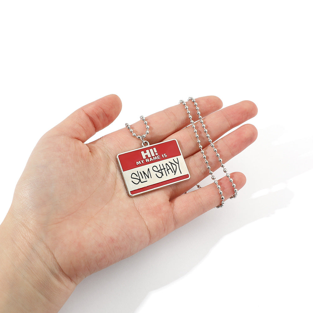Hip Hop Rap Rascal Square Plate Necklace
