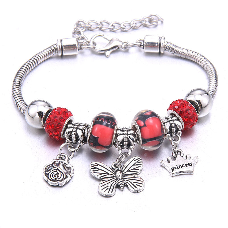 Women's Grid Popular Adjustable Crystal Love Butterfly Bracelets