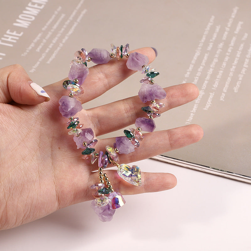 Sense Amethyst Gravel Irregular Rough Stone Bracelets