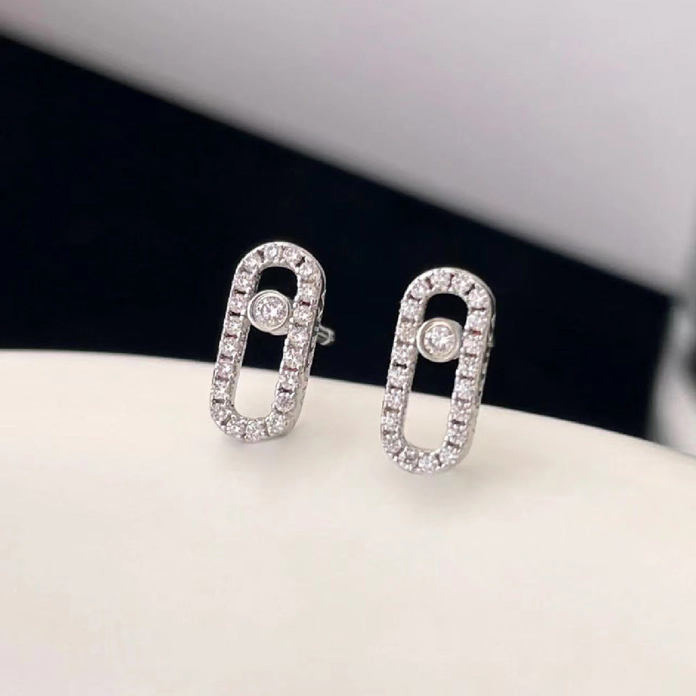 Women's Fashion Commuter Geometric Inlaid Zircon Rose Gold Plated Earrings