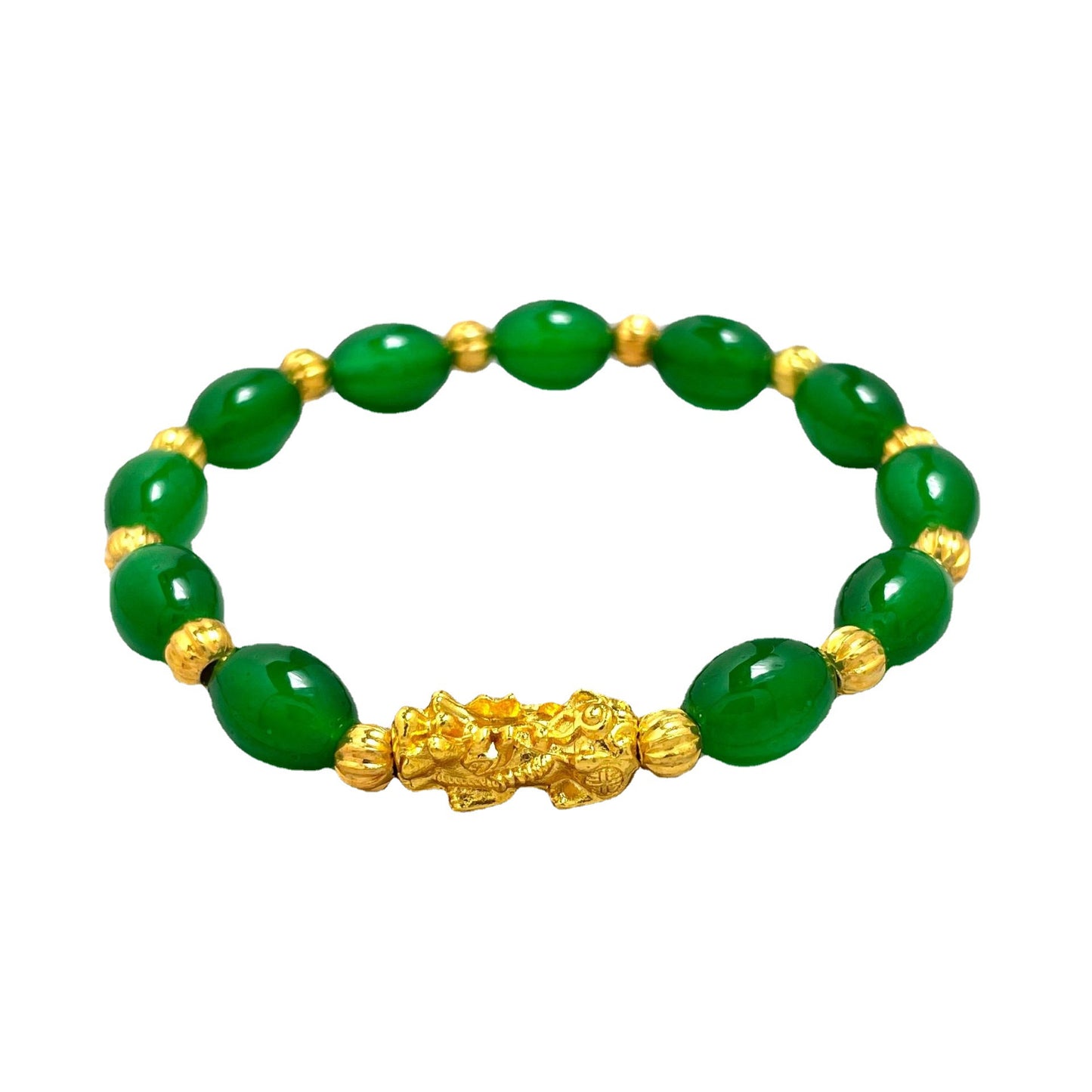 Women's Imitation Jade Agate Oval Alluvial Money Drawing Pi National Bracelet