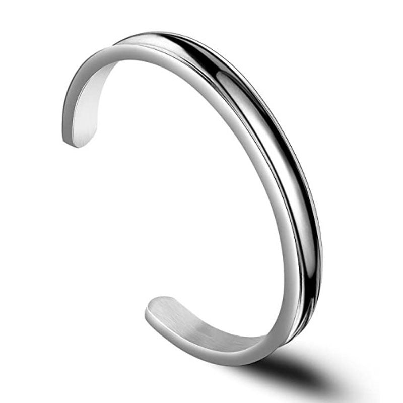 Women's & Men's Concave Radian Titanium Steel Couple Shaped Open Bracelet