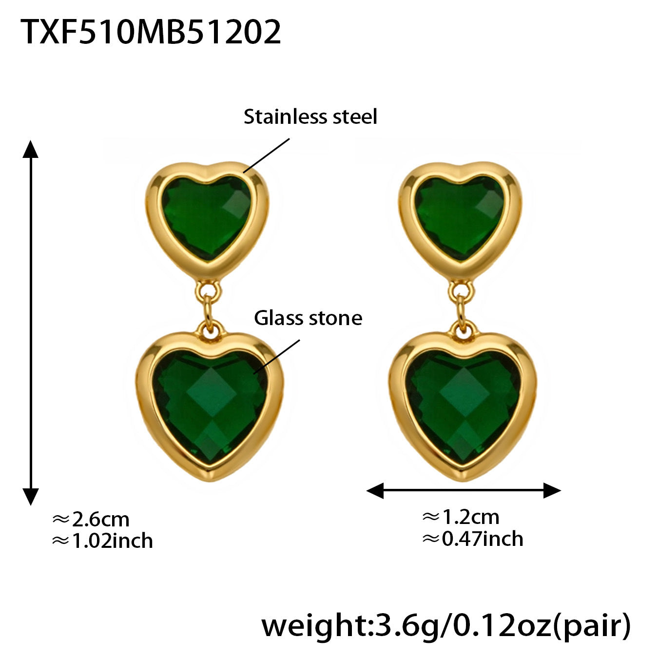 Cut Candy Color Heart-shaped Glass Stone Fashion Exquisite Stainless Rings