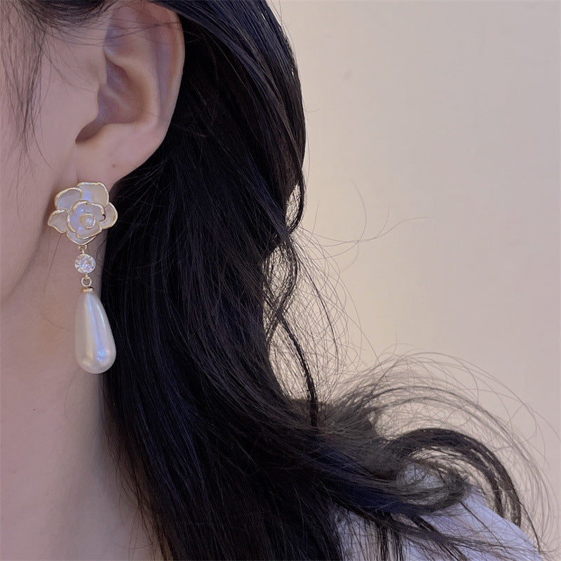 Boucles d'oreilles camélia en perles de haute qualité pour femmes, au Design tendance