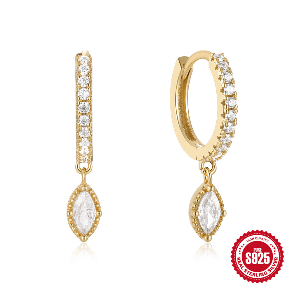 Boucles d'oreilles de tempérament de luxe léger avec clip d'oreille en diamant pour les yeux