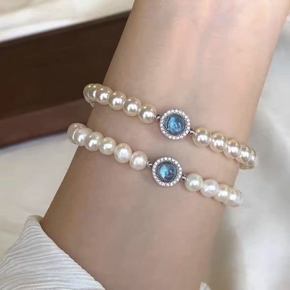 Aquamarine Imitation Pearl Female Design High-grade Bracelets