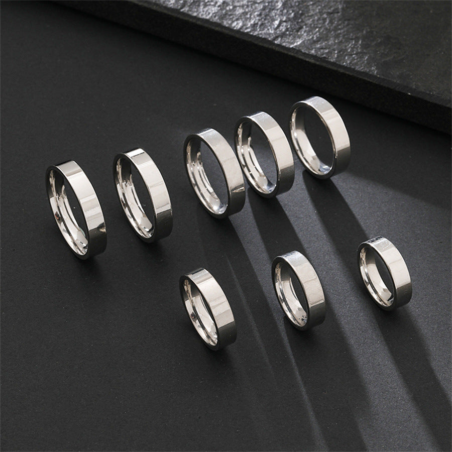 Women's & Men's Titanium Steel Glossy Can Carve Writing Couple Simple Commuter Cold Rings