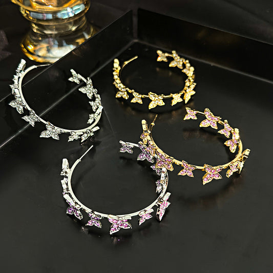 Style Diamond Butterfly Ear Light Luxury Earrings