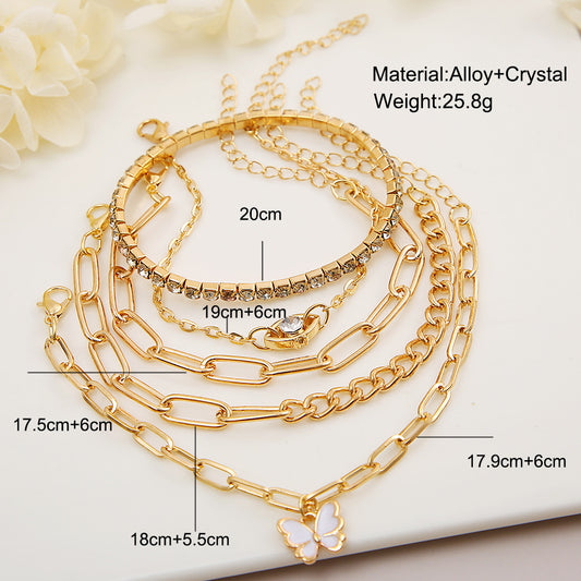 Women's Butterfly Diamond Personality Fashion Chain Punk Bracelets