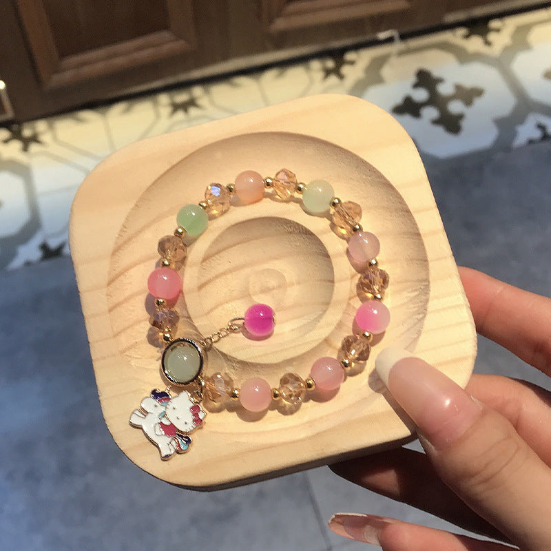 Bracelets cadeaux de dessin animé féminin en perles faites à la main en cristal