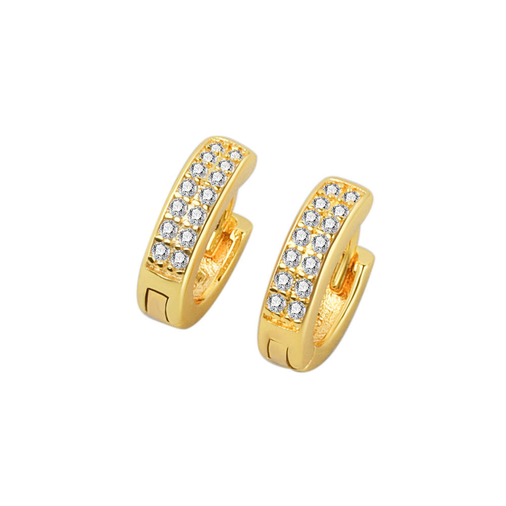 Women's Cold Style Double Row Diamond Small Earrings