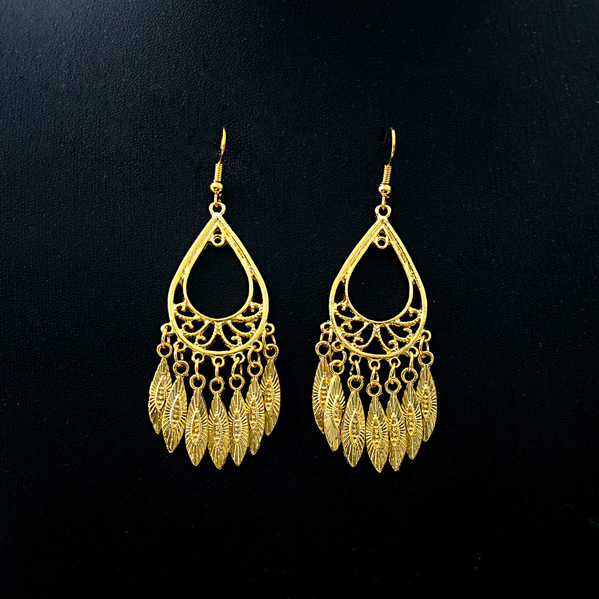 Style Peacock Golden Bell Tassel Bohemian Earrings