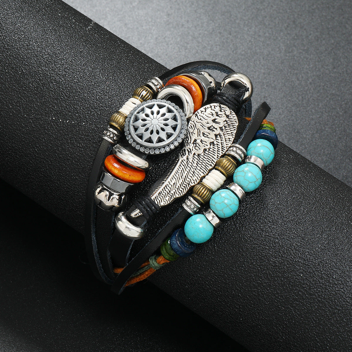 Women's Beaded Cattle Leather Bohemian Woven Alloy Bracelets