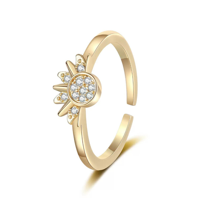 Sun Moon Lovers Couple Stacked Minimalist Design Ring